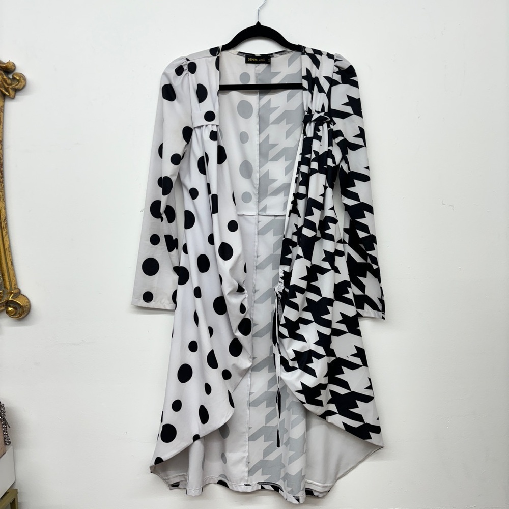 Dream Land Polka Fir & Striped Long Cardigan